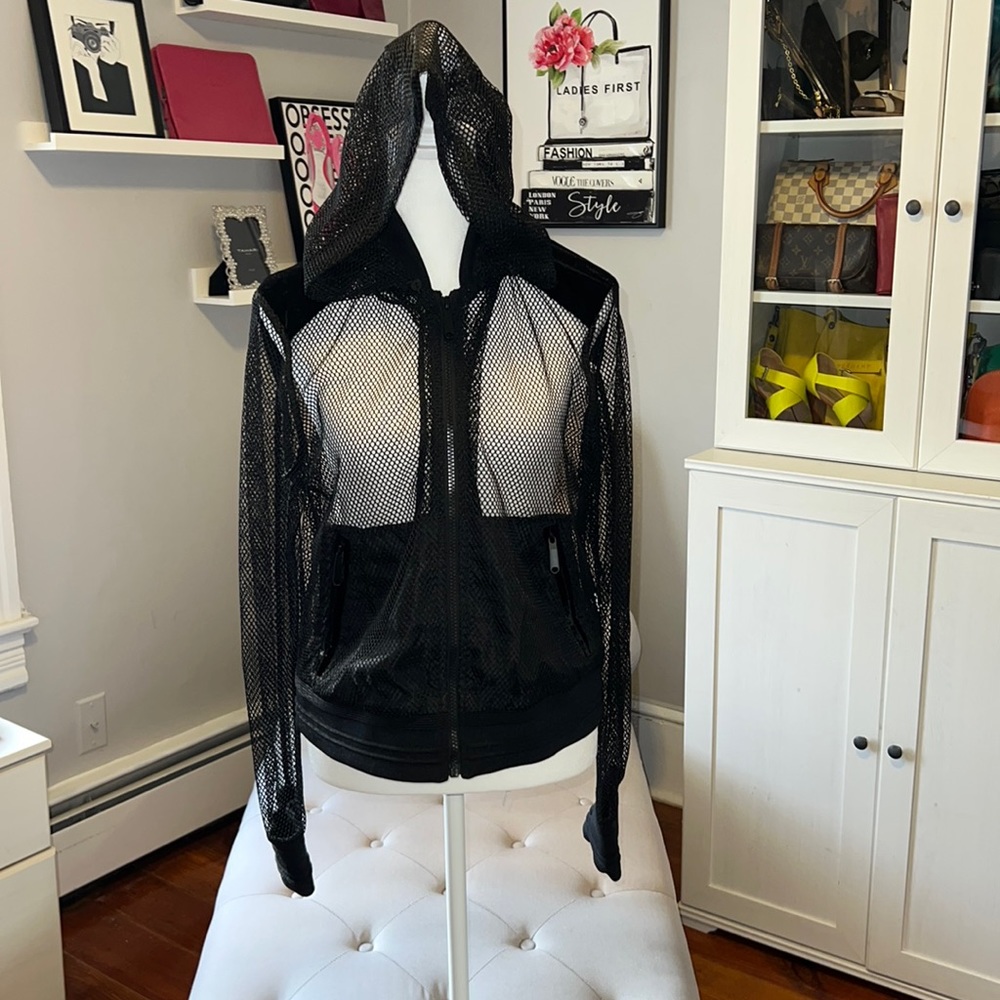 Sam Edelman Black Netted Hooded Jacket